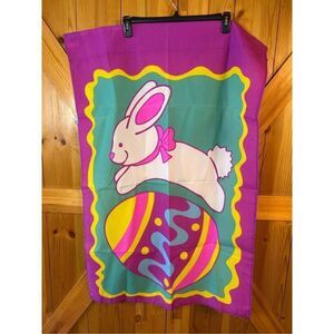 White Bunny Rabbit Easter Egg Garden Flag Outdoor Flag Easter (8766)